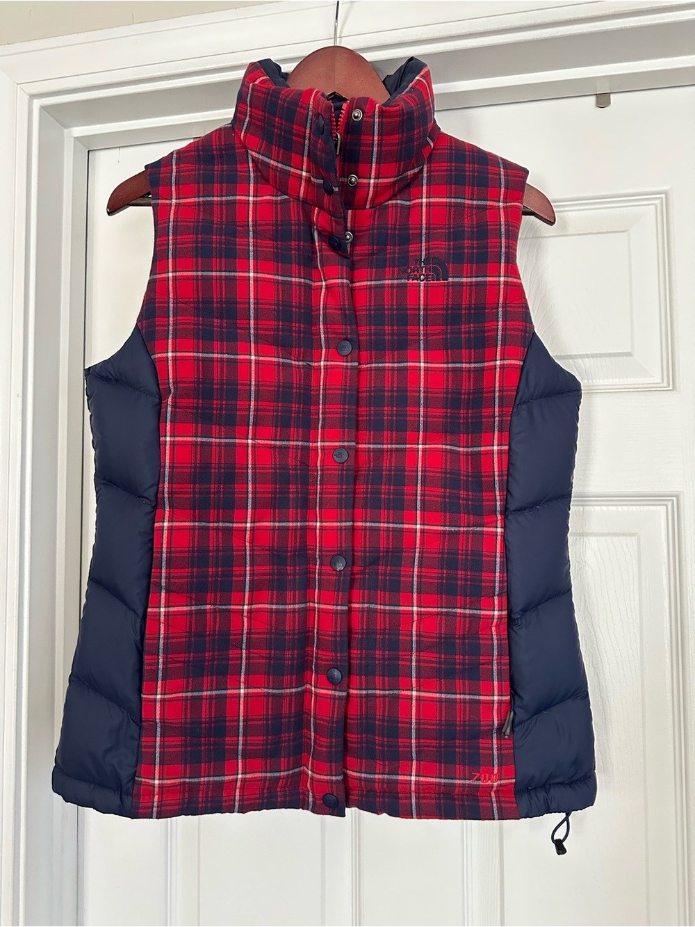 North Face Plaid Nuptse Down Puffer Vest